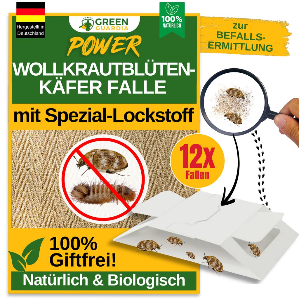 Wollkrautblütenkäfer Falle mit Spezial-Lockstoff – 12x Fallen – Chemiefrei & Sicher Wollkrautblütenkäfer bekämpfen, Alternative zu Pheromo...