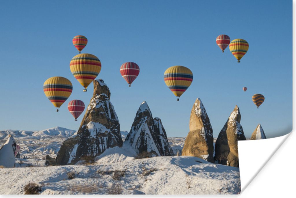 MuchoWow Poster Heißluftballon - Steine - Schnee 120x80 cm - Bilder