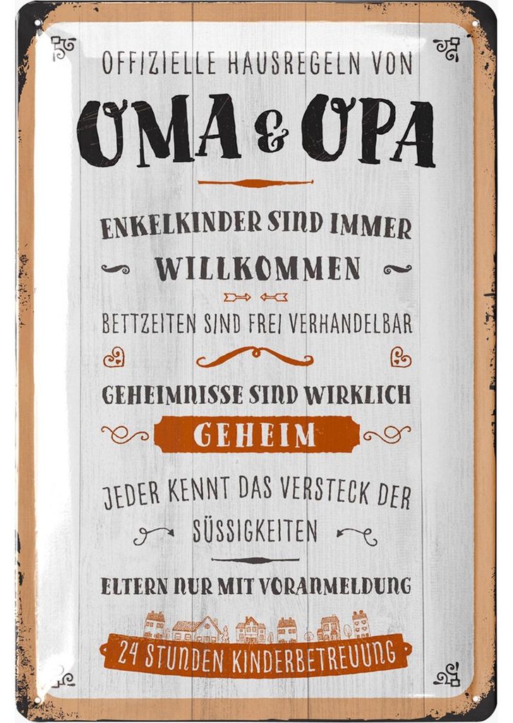 LANOLU Retro Blechschild Geschenk für Oma und Opa Pension Produktbild 