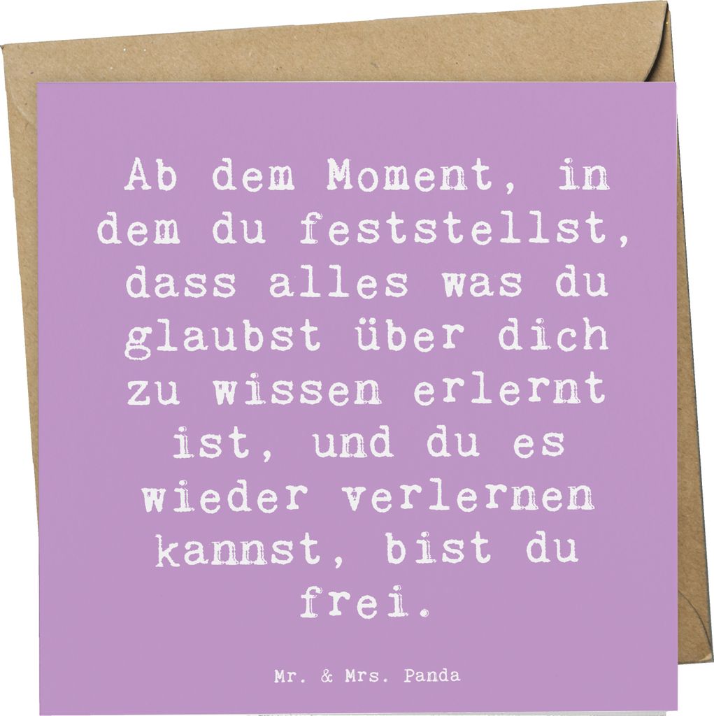 Mr. & Mrs. Panda Grußkarte Spruch Erleuchtung und Freiheit - Lavendeltraum - Geschenk, faltkarte, Zitat, Gefühl, innere Ruhe, Motivation, doppelk...