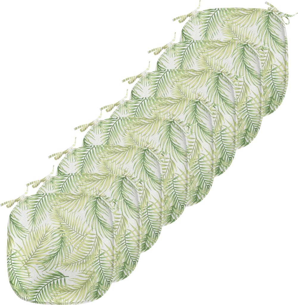 ABAKUHAUS Palmblatt Polster für Esszimmerstühle, frische Umwelt, Dekoratives wasserfestes Kissen mit Riemen für Küchensitze, 40 cm x 40 cm-8er ...