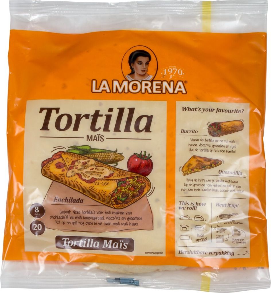 La Morena Tortilla-Mais 8 x 20 cm - 320 Gramm