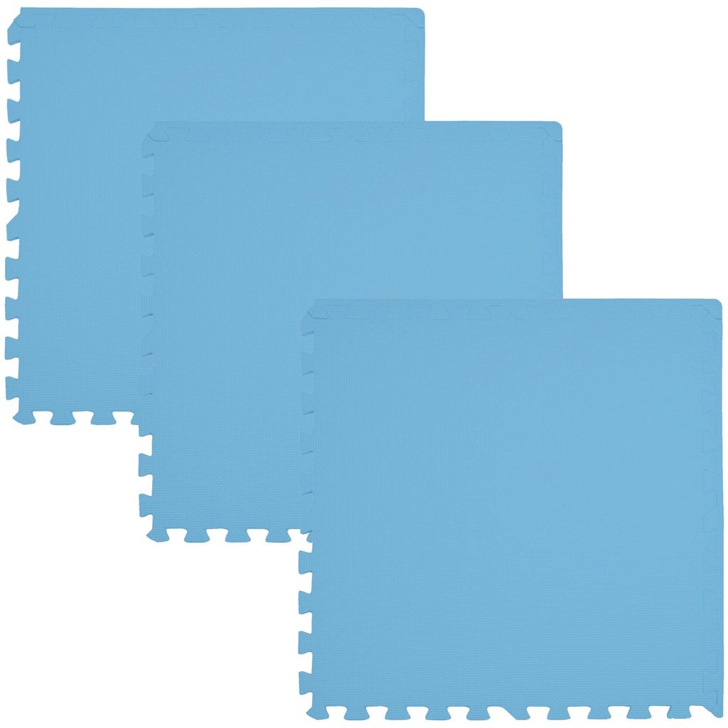 Humbi Puzzlematte Eva Schaumstoff für Babys und Kinder Krabbelmatte Spielmatte Fitnessmatte Schutzmatte Poolmatte Bodenschutz 62x62x1cm 3 Teile blau