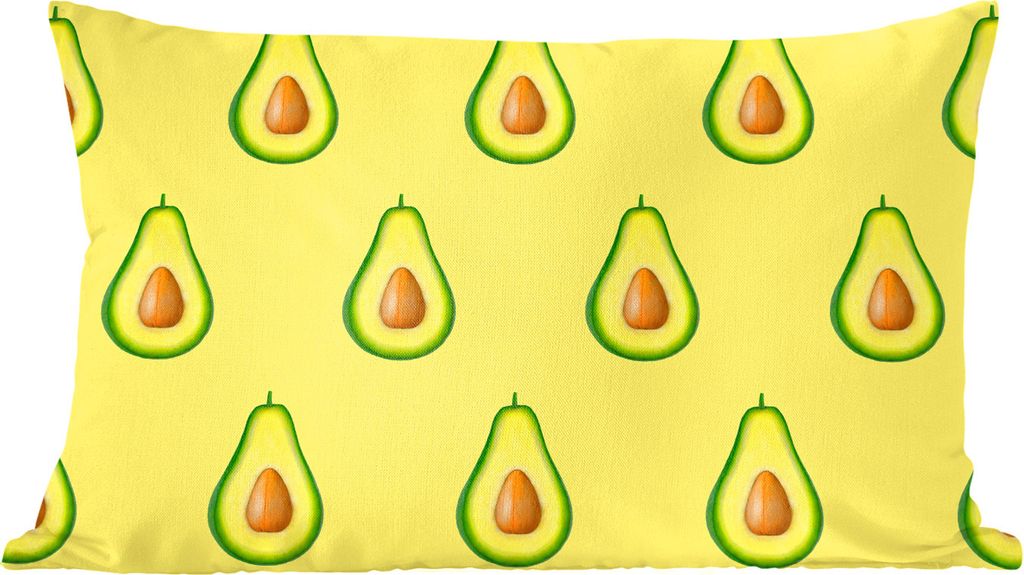 MuchoWow Zierkissen Sofakissen Wohnzimmer Dekokissen 60x40 cm Avocado - Muster - Gelb - Kopfkissen - Polster mit Foto