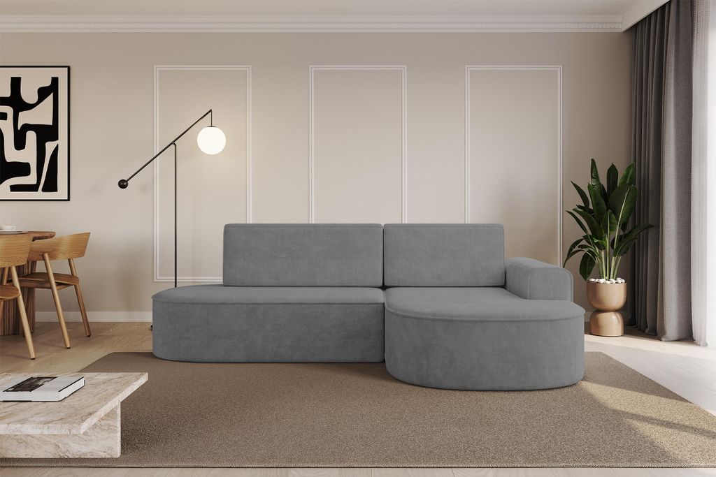 ALTDECOR Ecksofa mit Schlaffunktion und Bettkasten MARI-L1-S - 283x167x73cm Hellgrau - Corner Sofa Eckcouch Couch L-Form, links/rechts angeordnet S...