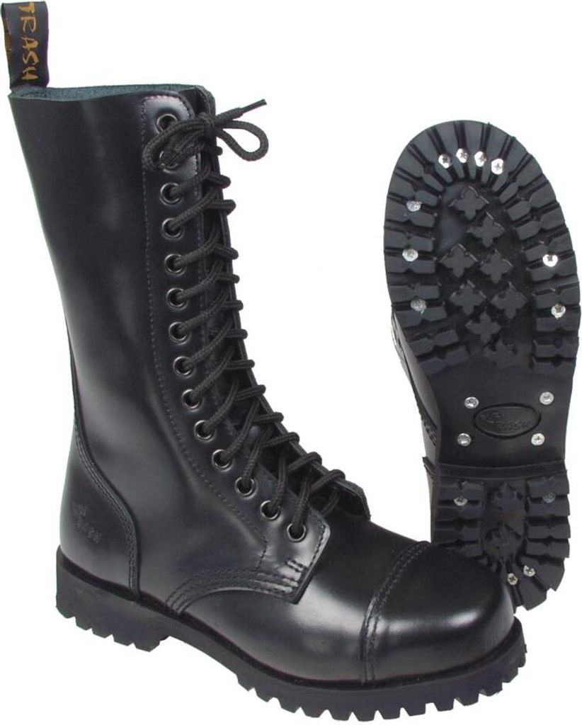 Springerstiefel schwarz oder Stahlkappenstiefel 14-Loch "Pure Trash" 13