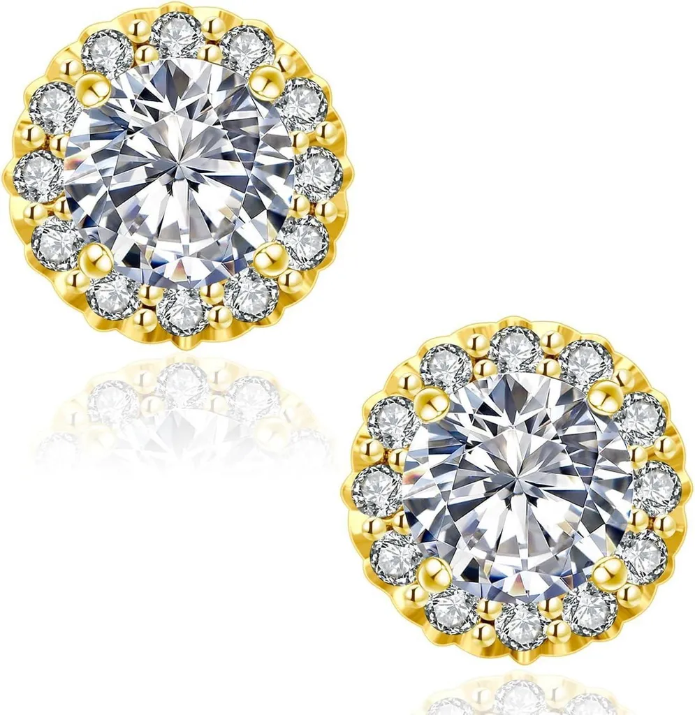 3 Paia Orecchini A Perno Chriscoco In Argento 925 Con Zirconia Cubica | Rotondo, Quadrato, Goccia | Ipoallergenici, Placcati Oro Bianco 18K
