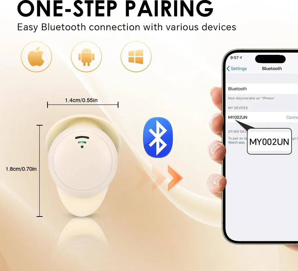 Housse de protection beige pour écouteurs de sommeil Bluetooth 5.3 - 5