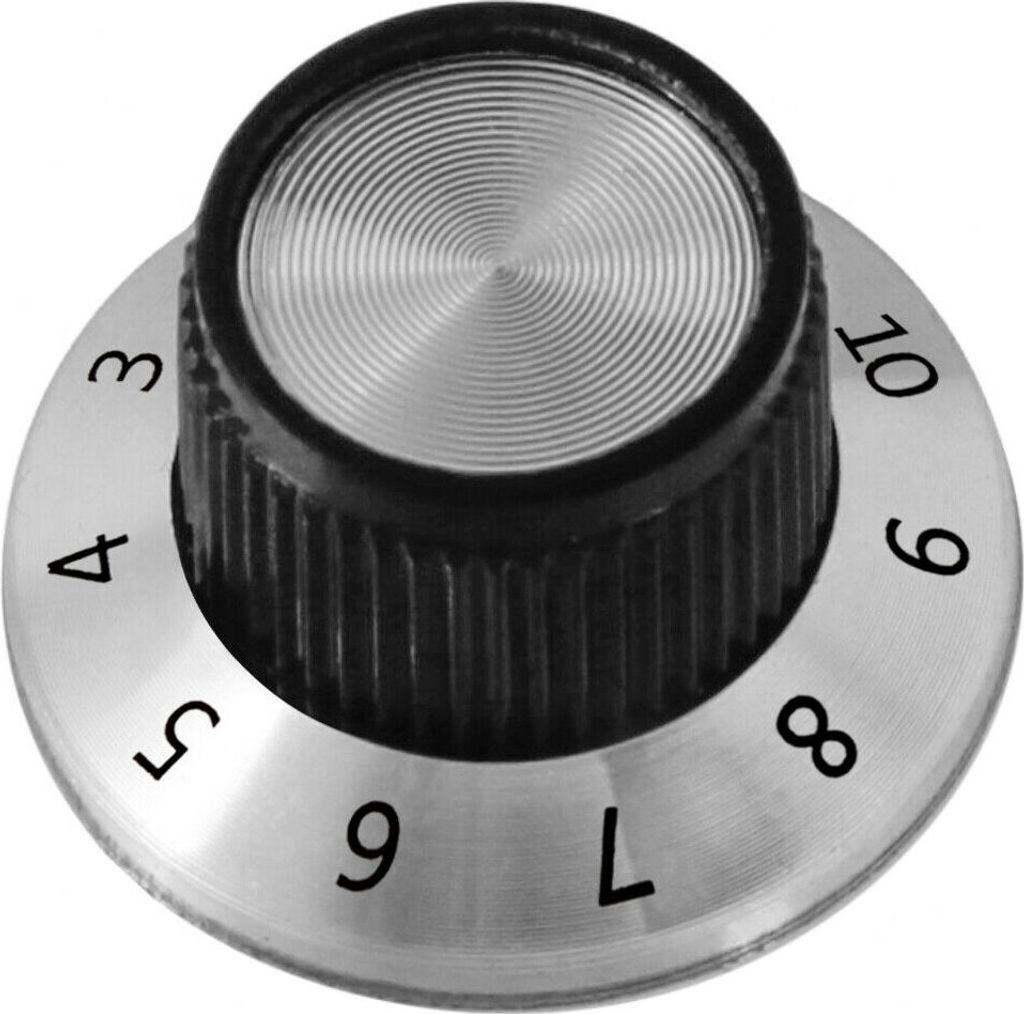 Potiknopf Drehknopf Reglerknopf ALU Schwarz Potentiometer 6mm Achse Aluminium Ø24x14mm mit 320° Skala