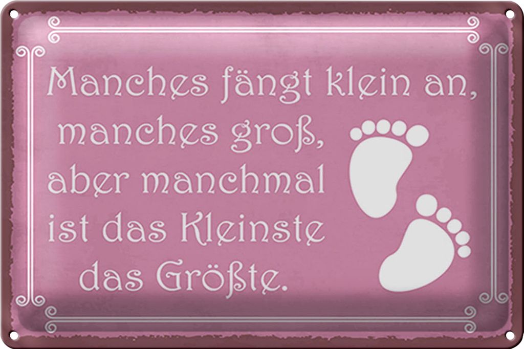 Blechschild Spruch 40x30cm manches fängt klein an manches