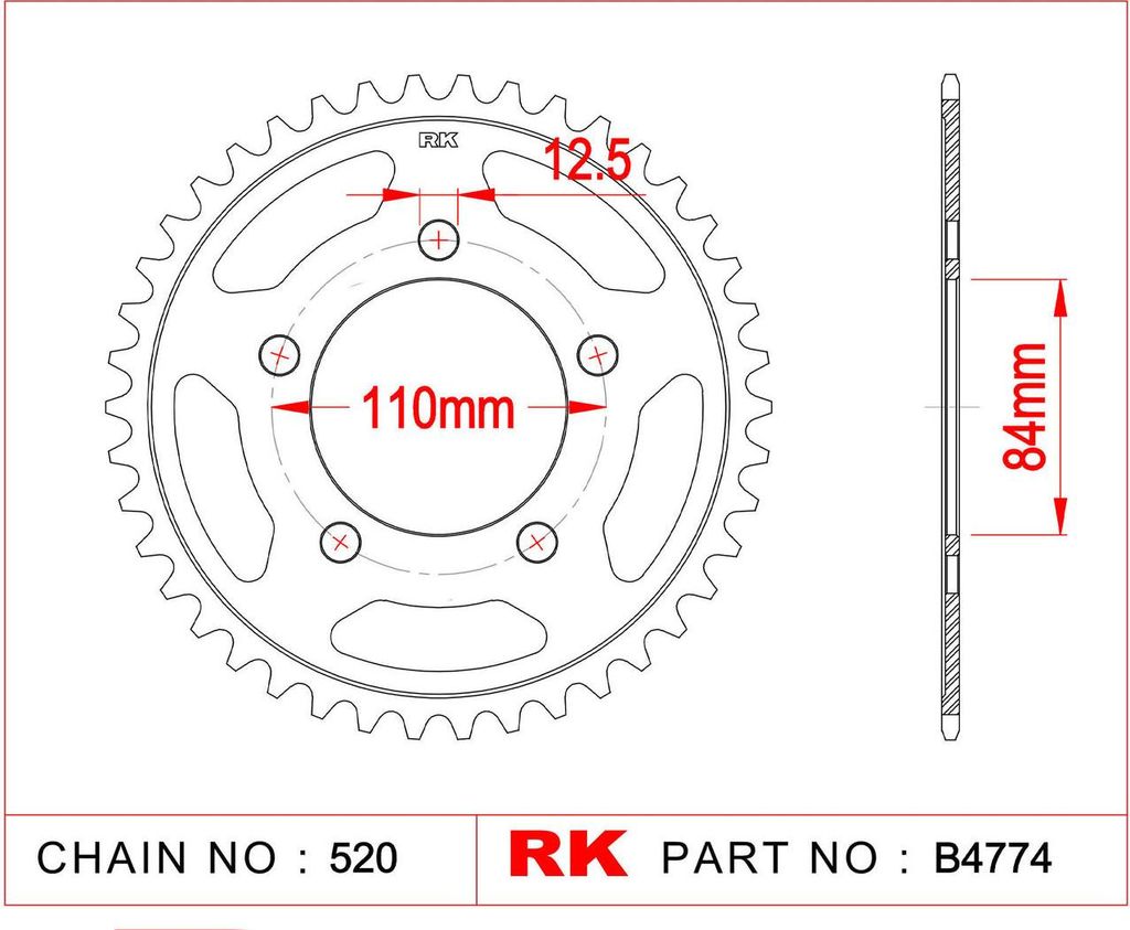 Rk Kettenrad 520 41z Stahl schwarz