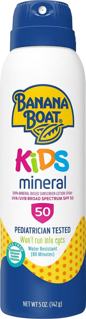 Banana Boat | Sonnenspray Für Kinder - Spf 50 - 141 g - Mineralischer Sonnenschutz - Wasserfester Sonnenschutz
