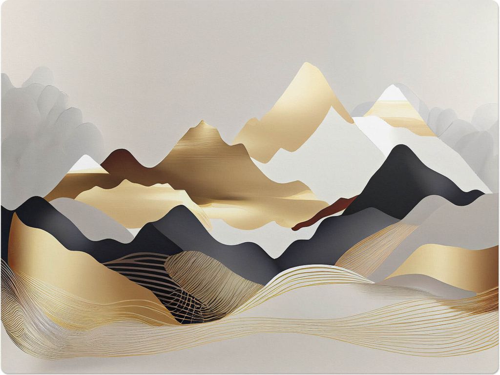 Bergige Abstraktion – Bodenschutzmatte – Stuhlunterlage 120x90 cm – Rutschfest – Hartbodenmatte