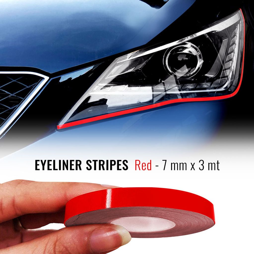 Klebestreifen Eyeliner für Auto Scheinwerfer Rot 7 mm x 3 mt
