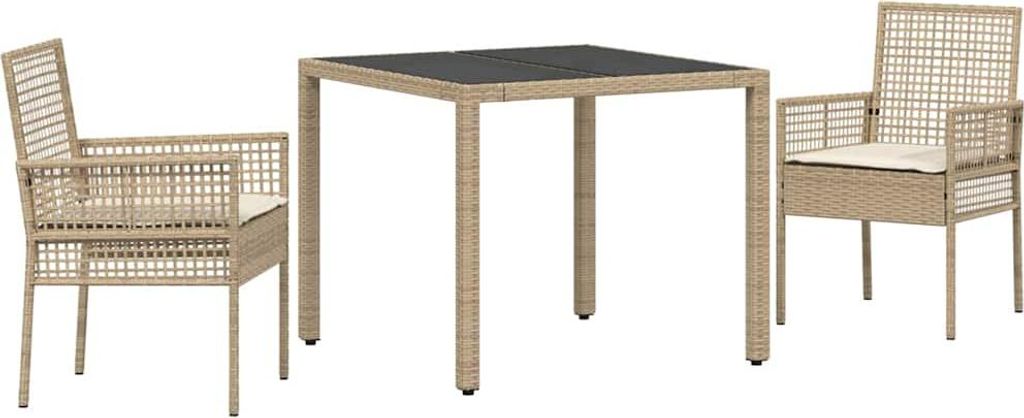 Garten Essgruppe 3 pcs Beige Poly-Rattan