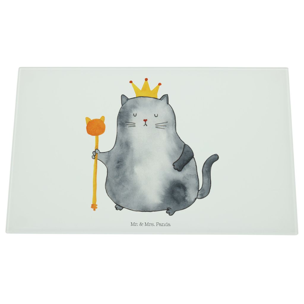 Mr. & Mrs. Panda Schneidebrett Aus Glas Katze König - Weiß - Geschenk, Glasschneidebrett, Queen, Katzen, Schneidbrett, Wohnung, Königlich, Hackb...