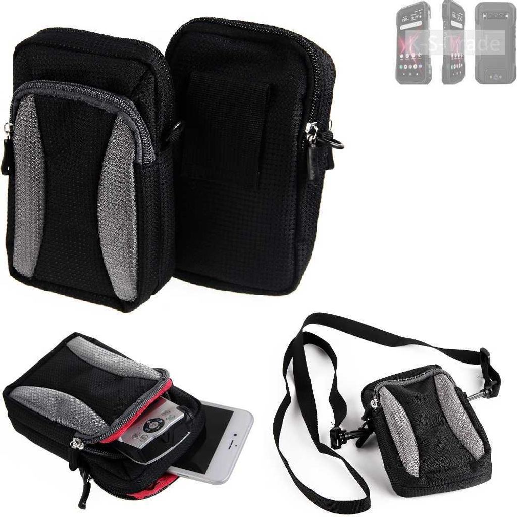 K-S-Trade Holster Schutz Hülle kompatibel mit Kyocera DuraForce Pro 3 Handy Hülle Gürteltasche Umhängetasche mit Zusatzfach schwarz