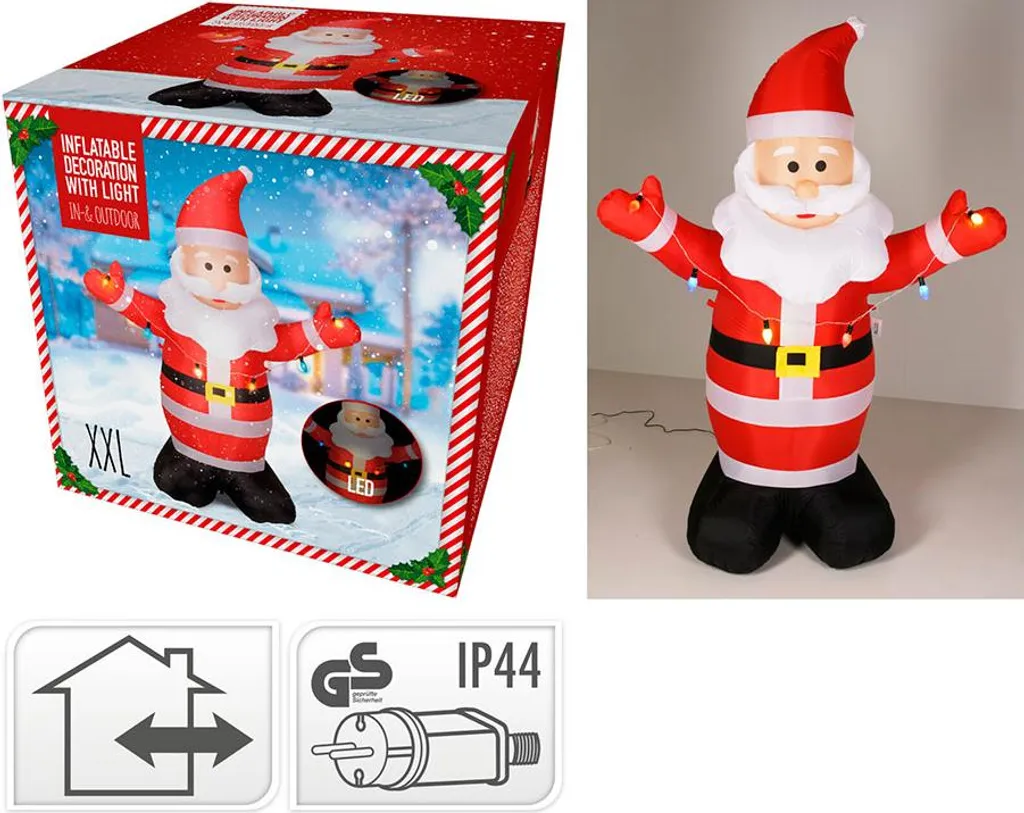 Père Noël Gonflable Lumineux Basic & Co - Décoration de Noël LED 180cm