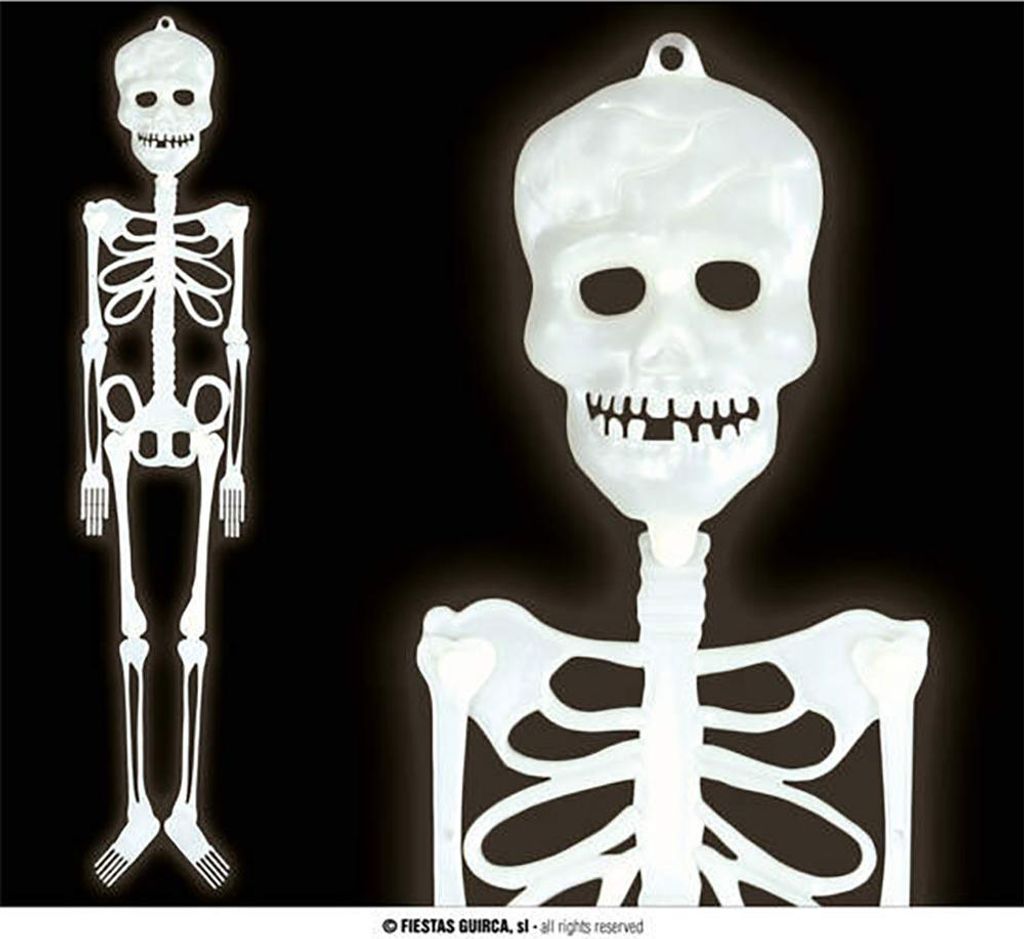 Skeletdecoratiehanger, fluorescerend, Halloween, 75 cm Productafbeelding 