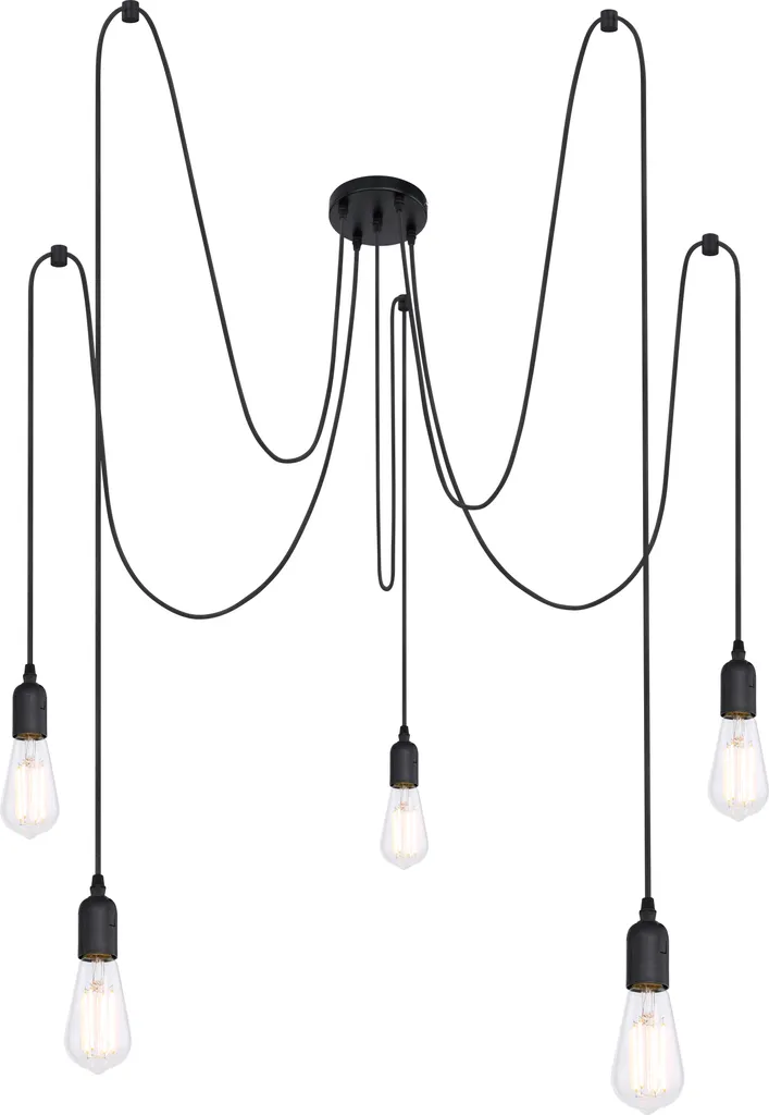 Suspension métal noir 5 lumières pour salle à manger par Globo Lighting
