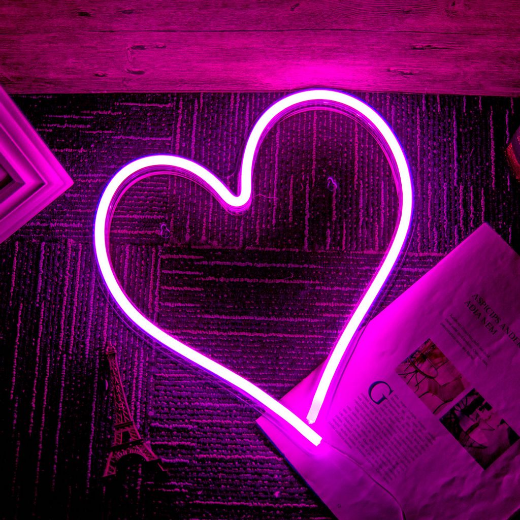 Neon Herz LED USB Herzförmig Wandleuchte,