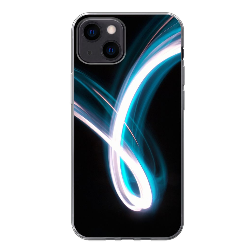 MuchoWow Handyhülle Schutzhülle Hülle für iPhone 13 mini Hell - Blau - Abstrakt Silikon Softcase Handy Hülle - Softcase