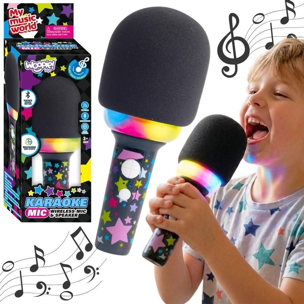 Woopie Drahtloses Karaoke-Mikrofon mit Lautsprecher, schwarz, Bluetooth