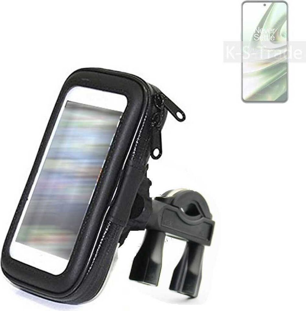 K-S-Trade Fahrrad-Halterung kompatibel mit OnePlus 10R 5G Handy-Halterung Halter Lenkstange Fahrradhalterung Motorrad Bike Mount Wasserabweisend