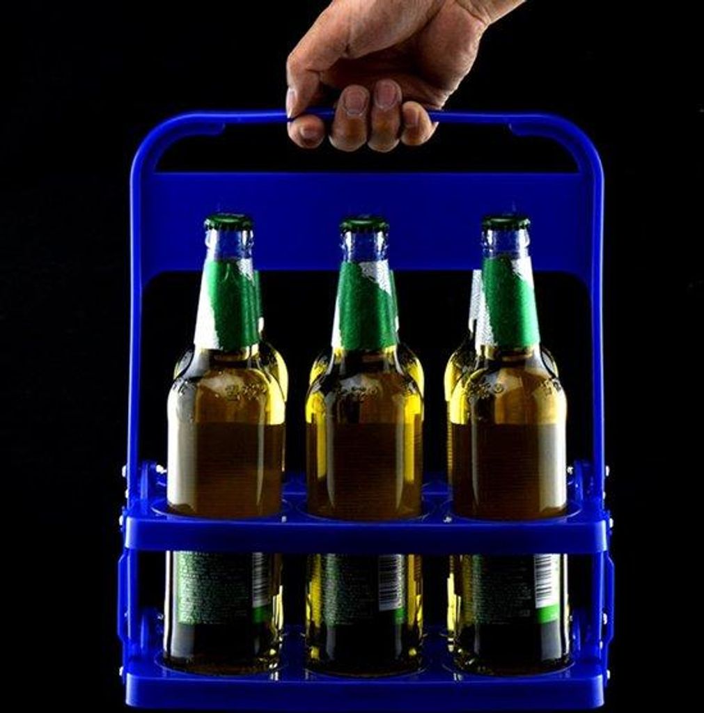 Transportabler 6-Flaschen-Bierkühler Faltbarer Trinkbecherhalter Herstellbarer Trinkgefäßrek (blau)