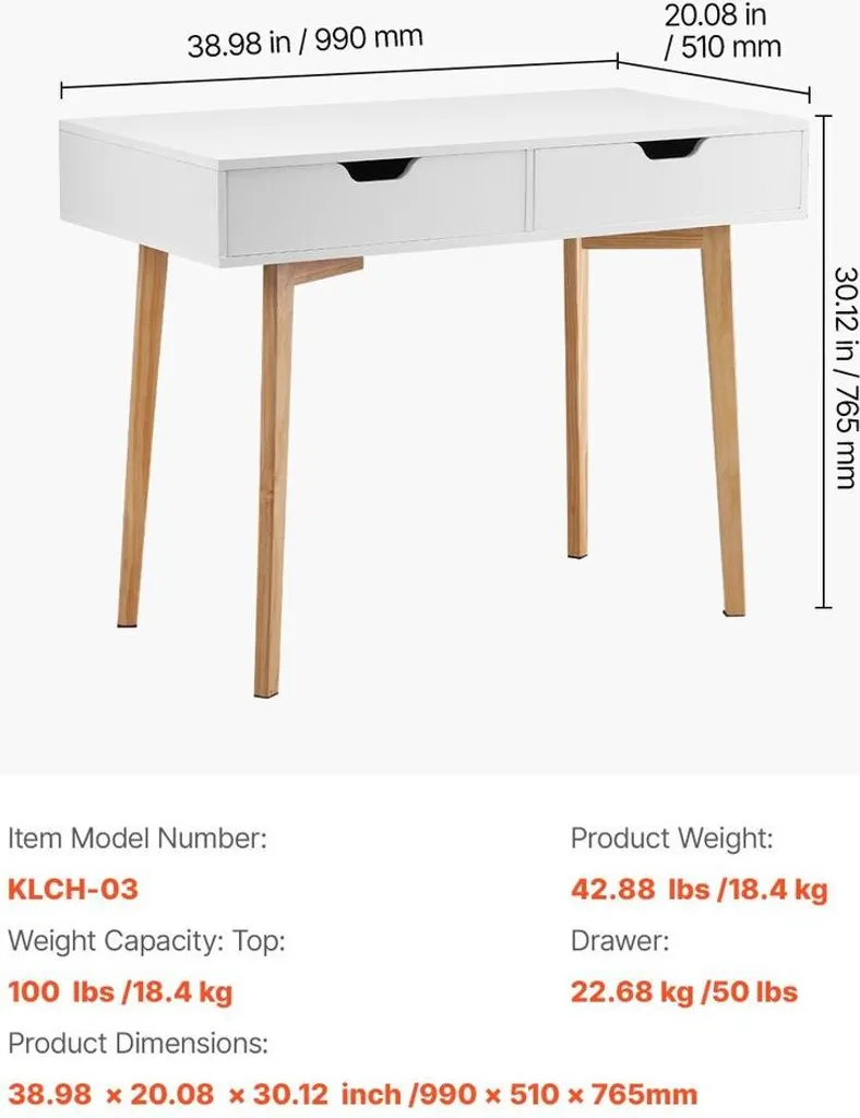 Table d'étude enfant blanche et bois bureau compact chambre coucher