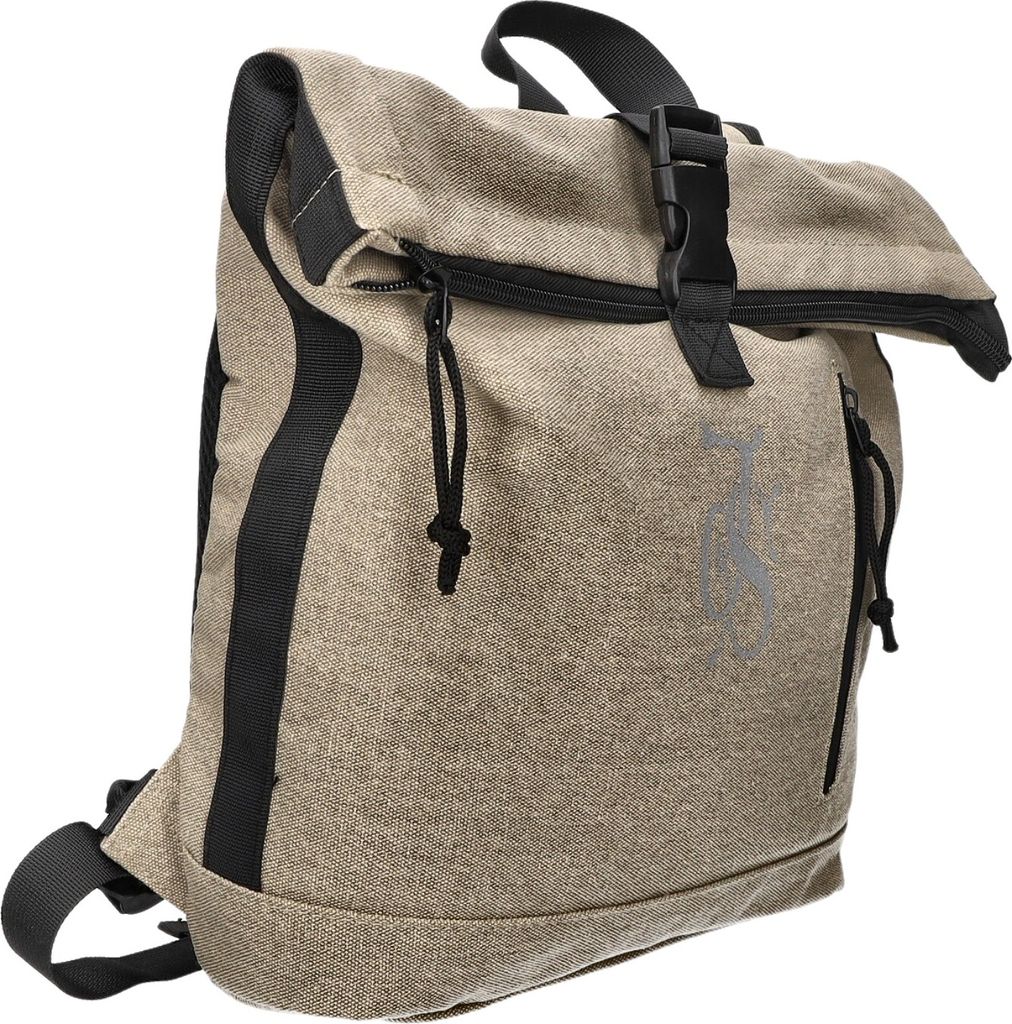 Beiger Rolltop Rucksack mit Reißverschluss, gepolstertem Rücken und verstellbaren Schultergurten 30x36x8,5 cm
