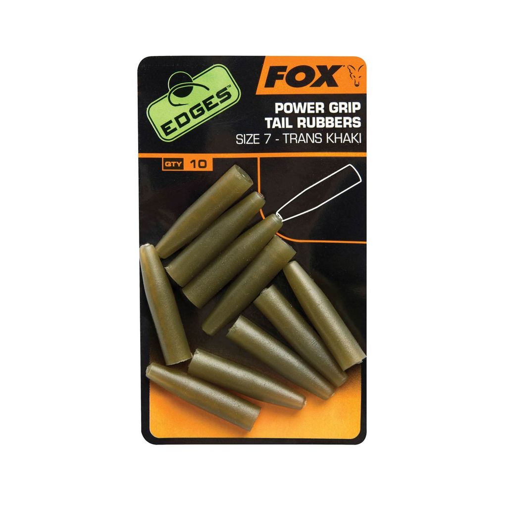 Fox Fishing Edges Power Grip Tail Rubbers Size 7 Trans Khaki