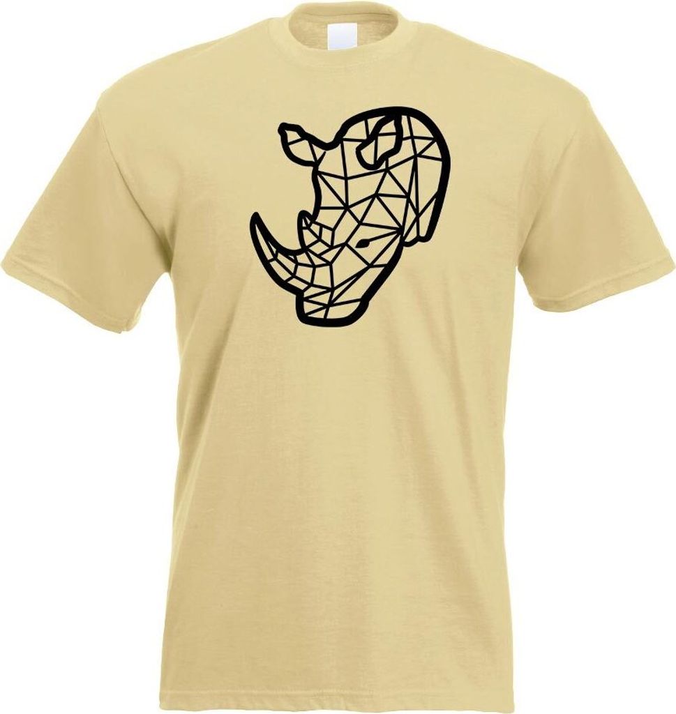 Kiwistar - T-Shirt - Khaki - Polygon Nashorn Figur Tier Art Herren Funshirt Bedruckt Design Sprüche Spruch Motive - mit Motiv Bedruckt - Funshirt ...
