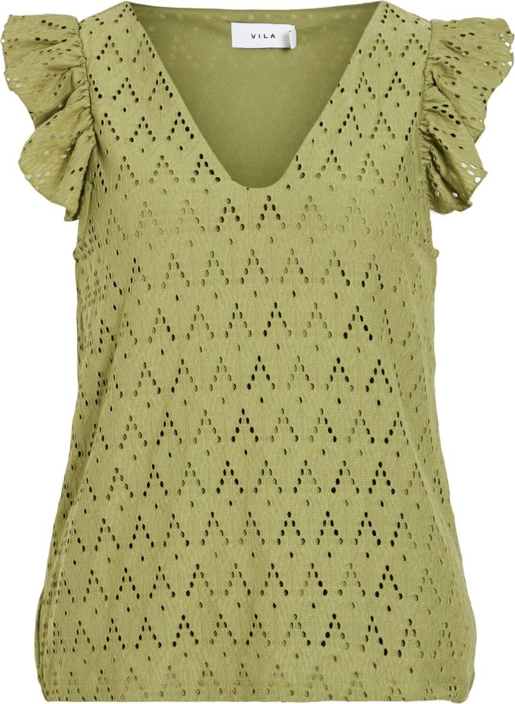 VILA Blusentop mit V-Ausschnitt und Rüschendetail Blickdicht Größe: M