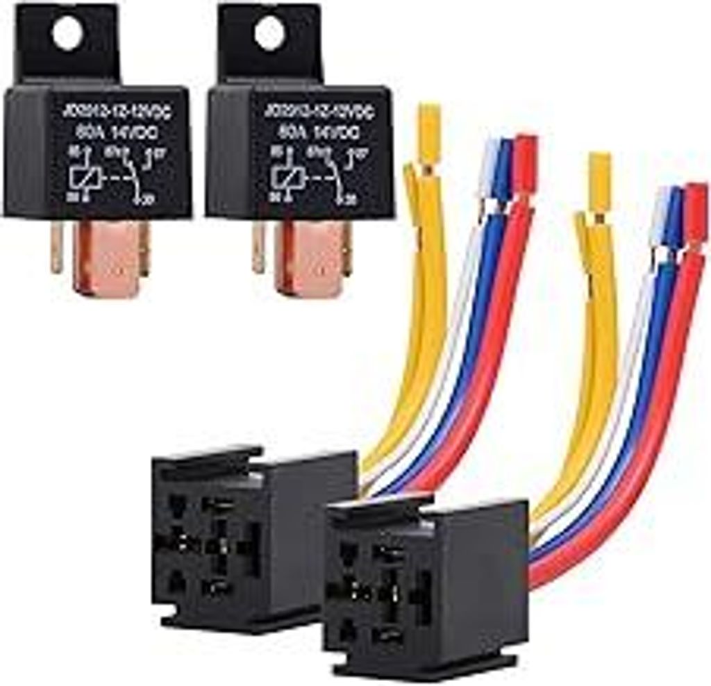 EHDIS 2 Stück Relais12V 80A 5 Pin für Car Auto Truck Motor Car Relay mit Steckdose 5-Polig KFZ Fahrzeug Motor Relais mit Drähte,Umschalt Relais