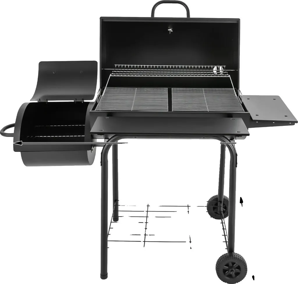 Barbecue charbon de bois traditionnel noir et grande grille en acier