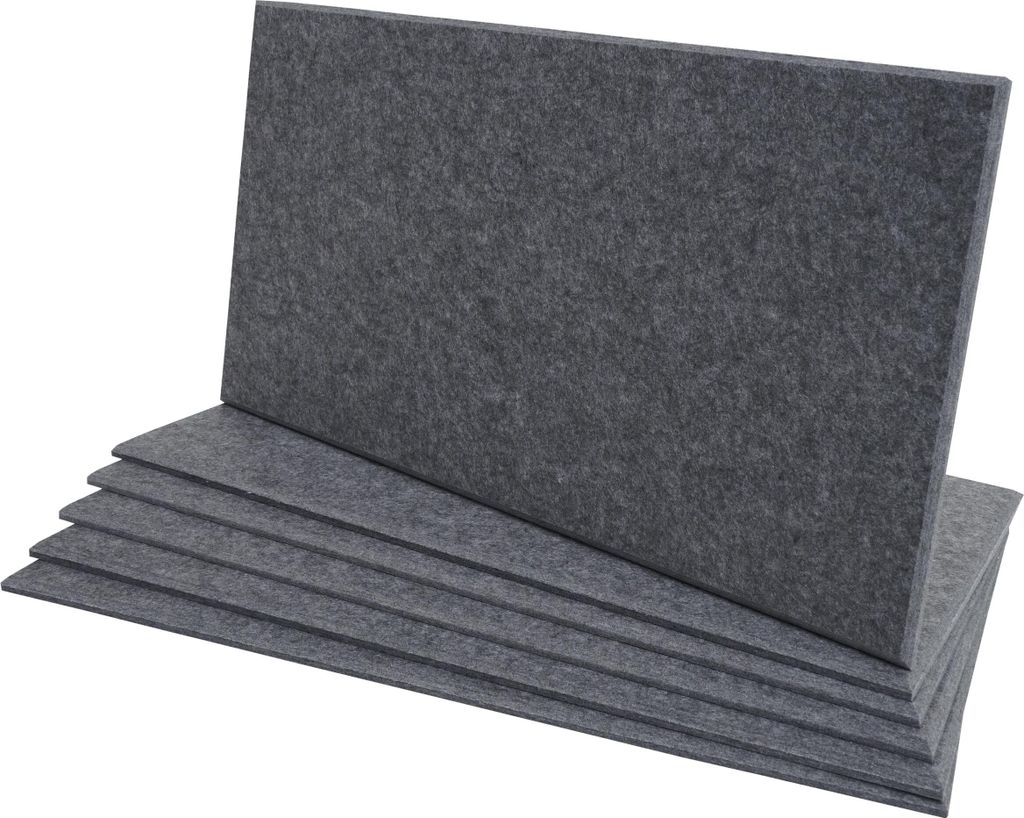 6er-Set Akustikwandpaneel MCW-L52, Wandpaneele Akustikplatten, schalldämmend 1qm Fläche 60x30cm grau