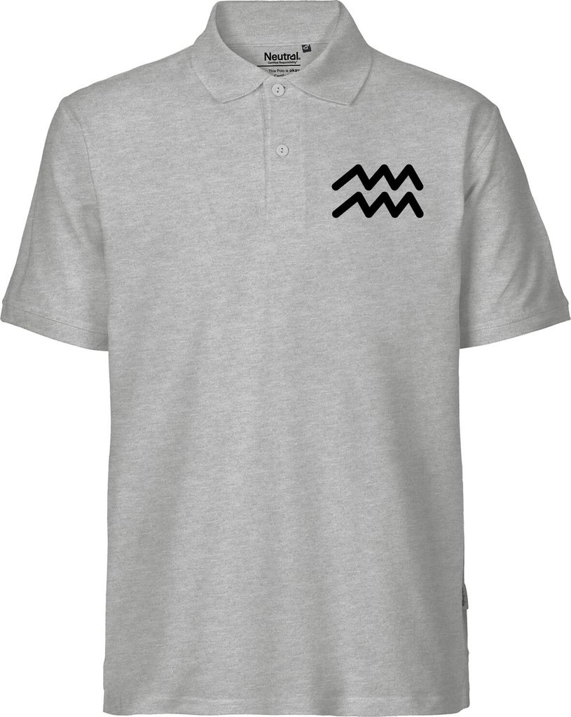 Huuraa Herren Polo Shirt Wassermann Sternzeichen Zeichen L Sport Grey Bio Baumwolle Fairtrade Poloshirt Geschenkidee