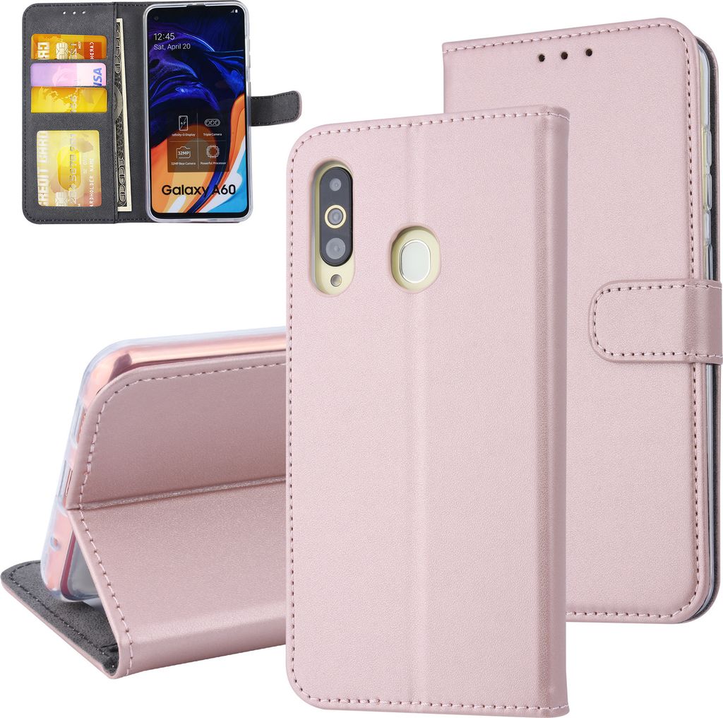 Samsung Galaxy A60 Card holder Rose Gold Book type case for Galaxy A60 Magnetic closure