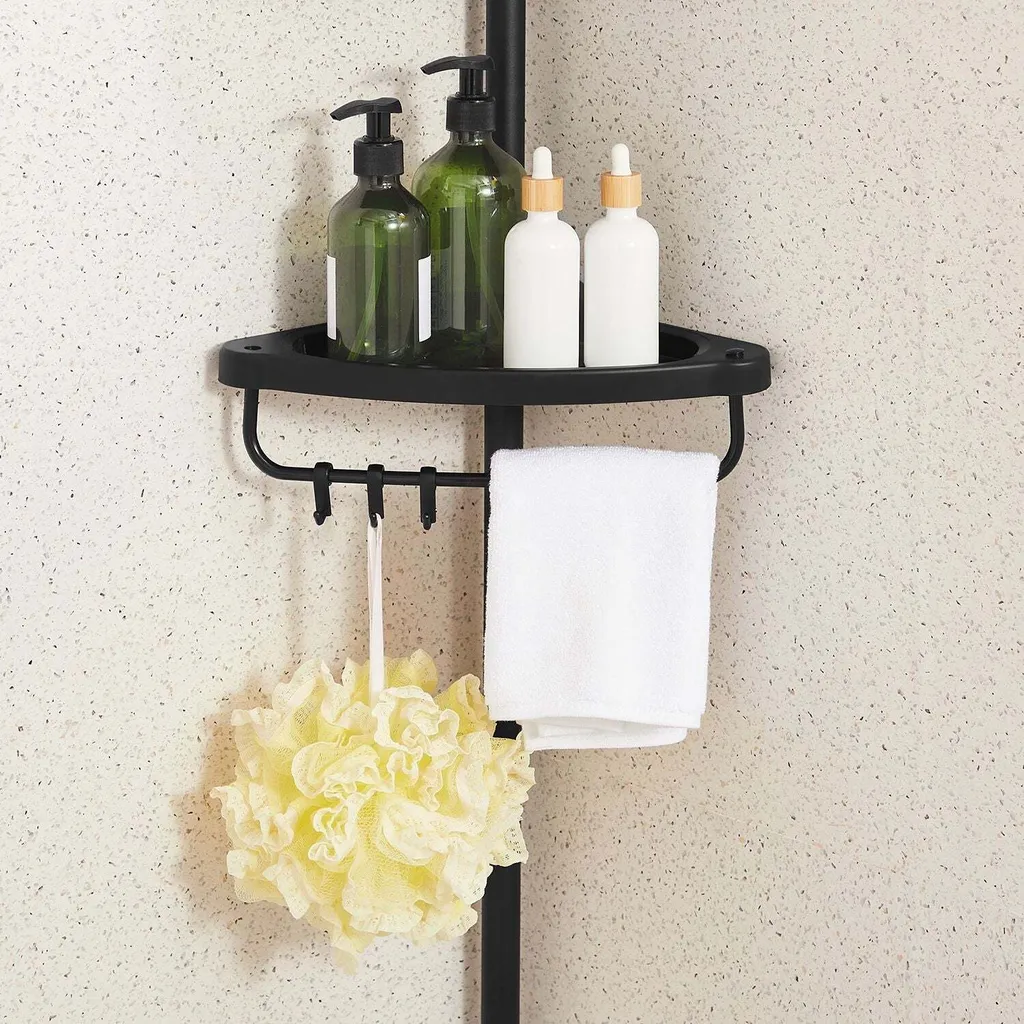 Serviteur de Douche d'Angle Blanc Réglable - Rangement Salle de Bain