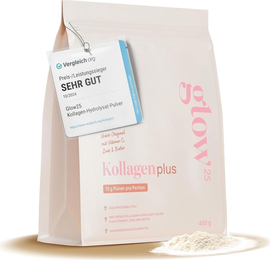 Glow25® Collagen Plus [450g] - mit Vitamin C, Zink und Produktbild 