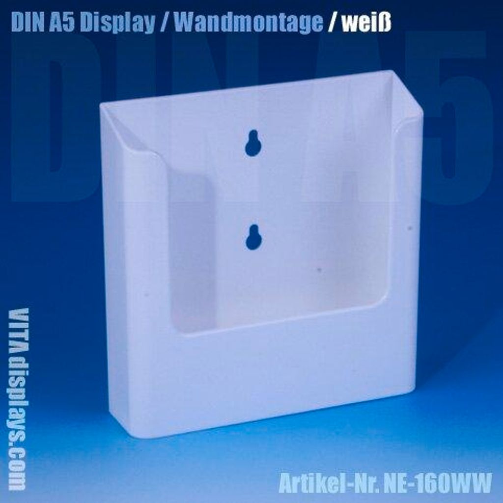DIN A5 Prospekthalter / Wand / weiß