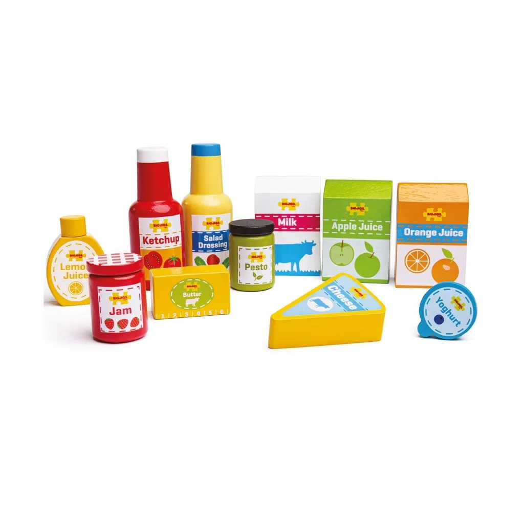 Set d'aliments frais Bigjigs en bois robuste avec caisse de rangement