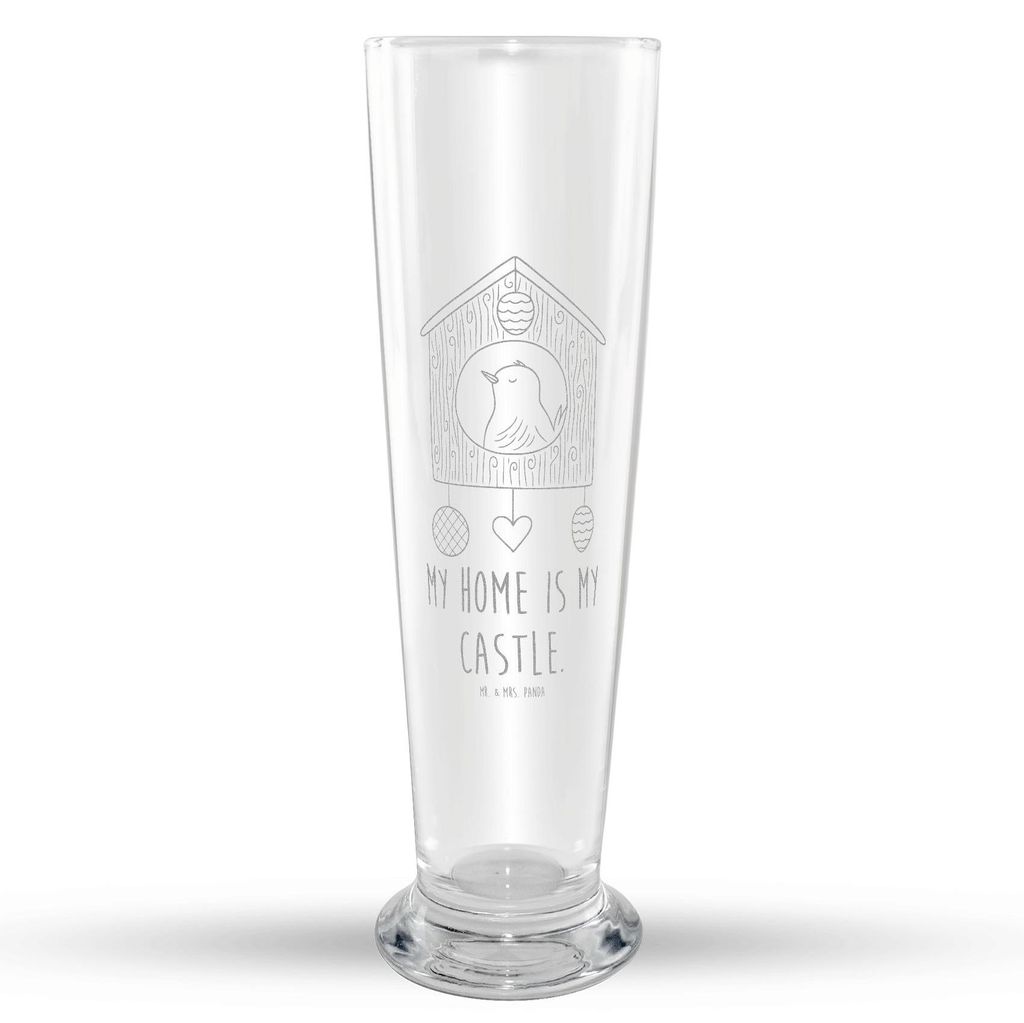 Mr. & Mrs. Panda Bierglas Vogel Haus - Transparent - Geschenk, Bier Glas, Lustige Sprüche, Familie, Castle, Weißbierglas, Weizenbier, Weizen, Zuh...