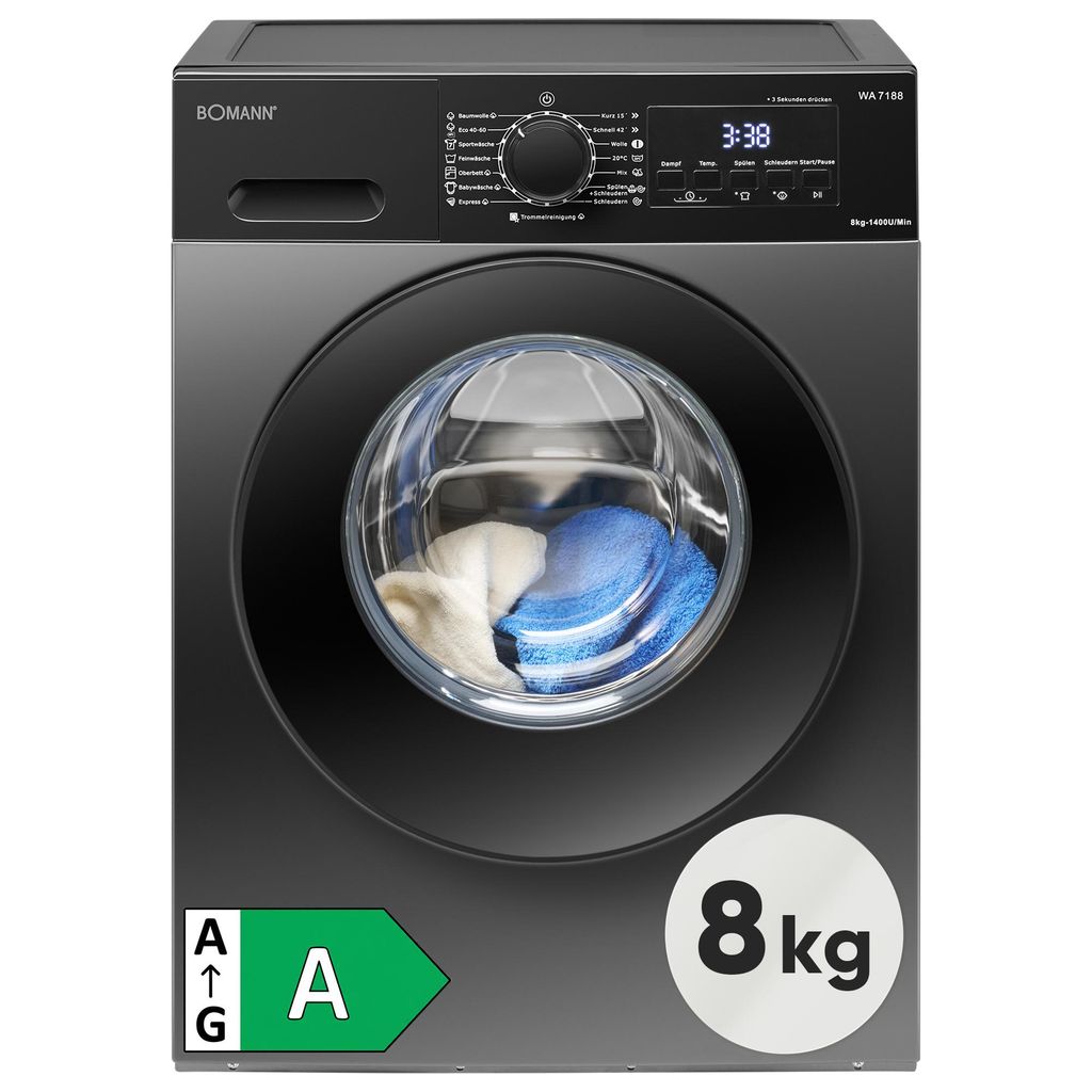 Bomann® Waschmaschine 8kg | 15 Programme | Invertermotor - Produktbild 