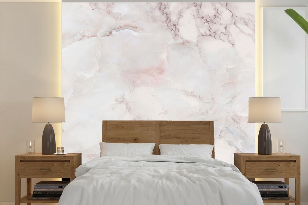 MuchoWow Fototapete für Wohnzimmer oder Schlafzimmer Wandtapete Vinyl Motivtapete Marmor - Alt - Rosa - 260x260 cm - Papiertapeten