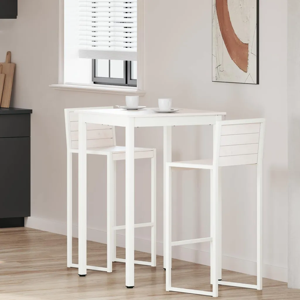 Tavolo Alto Cucina Bianco Maison Exclusive Legno Pino 110x55x105