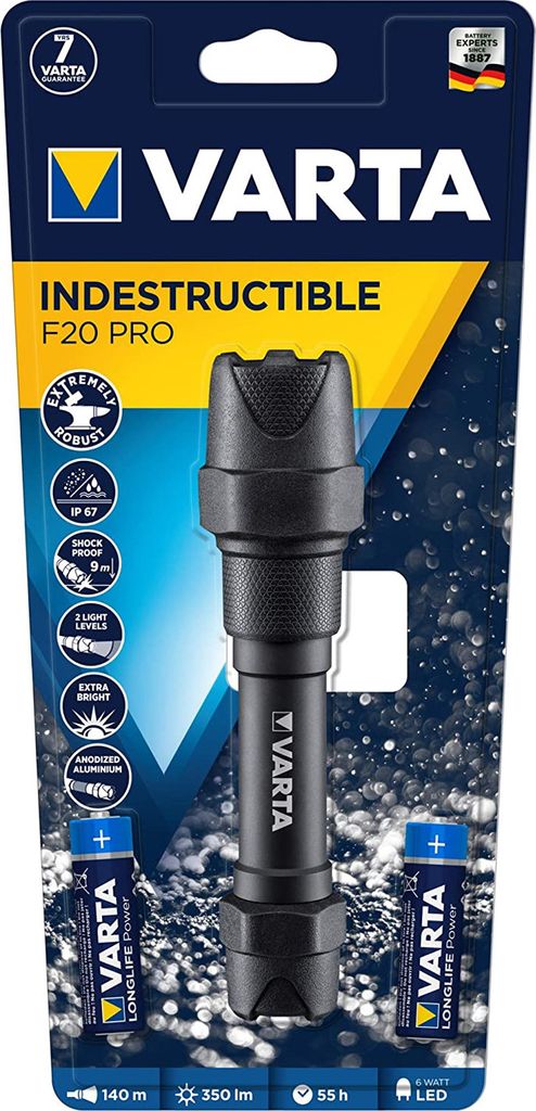 Varta Indestructible F20 Pro Schwarz Taschenlampe LED