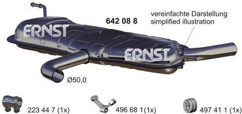 ERNST 642088 Endschalldämpfer für SEAT Leon Schrägheck (1P1) Auspuff