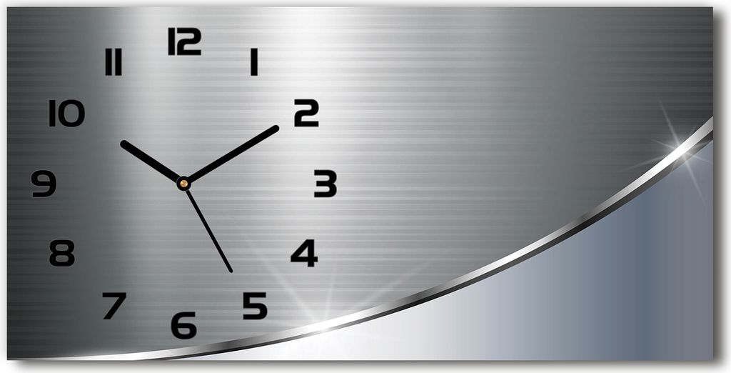 Wanduhr aus Glas – 60x30 cm - Glasbild - Glasuhr - Gehärtetes Glas - schwarze-zeiger - Metallisch motiv